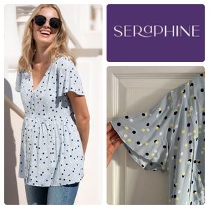 SERAPHINE Maternity Blue Spot to Nursing Top